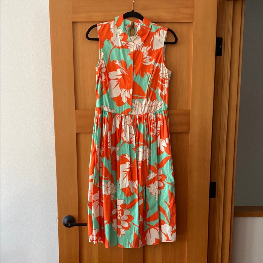 Modcloth Vibrant Floral Midi Dress - Orange and Green